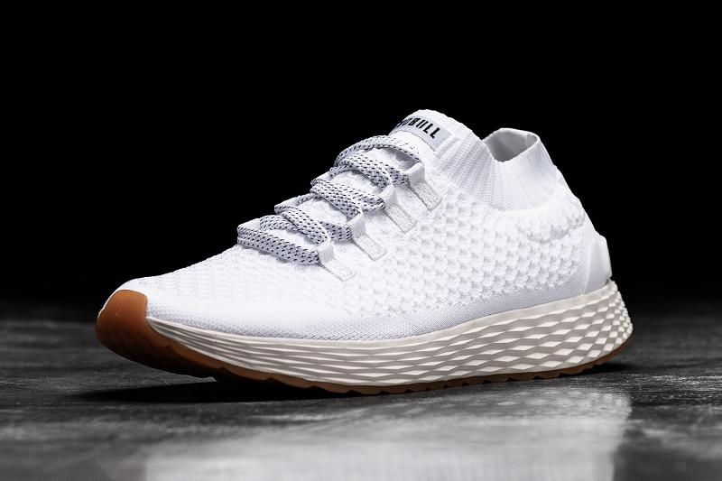 White Nobull Ivory Knit Runner Men's Running Shoes | CA D1103F